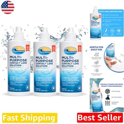 Contact Lens Solution 12oz 3pk - Gentle Isotonic Eye Care for Sensitive Eyes