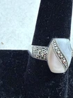 Vintage Mother Of Pearl & Agate Sterling Silver 925 Ring Size 8.5
