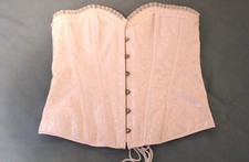 Women's Lace Boned Hook  Lace up Corset/G-String, XL, White, New without Tags
