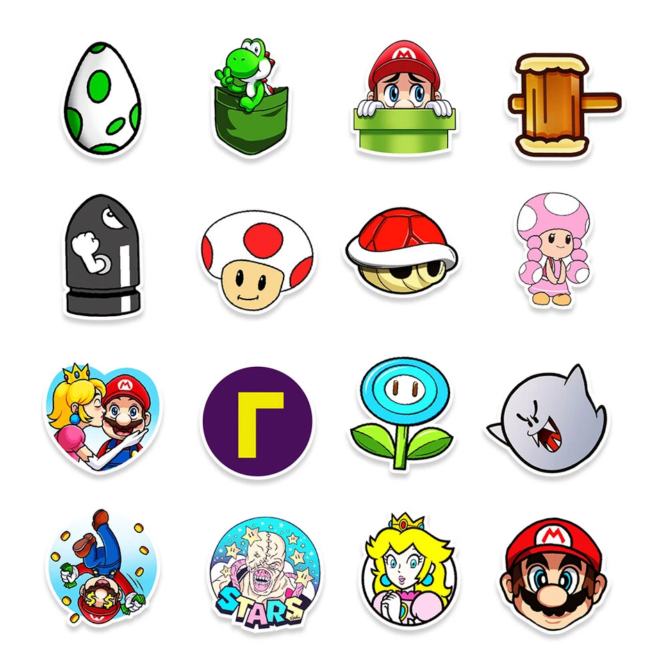 50 peças adesivos de vinil à prova d'água Nintendo Super Mario bagagem telefone laptop geladeira - Imagem 3 de 4