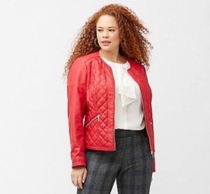 plus size red faux leather jacket