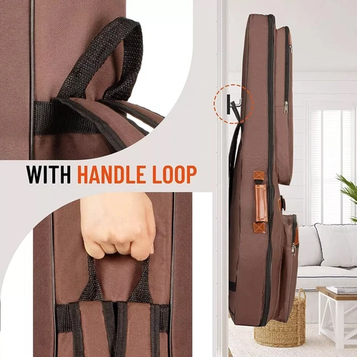 Hard Case for Acoustic Guitar Bag 4 Pockets Resistent Oxford Cloth Waterproof - Picture 8 of 11