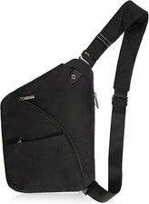 Travel Sling Bag with RFID Pocket, Anti Theft Crossbody Large, Night Black
