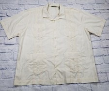 Havanera MENS SIZE XXL Casual Guayabera Cuban Embroidered Shirt Ivory Panel