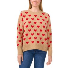 Vince Camuto Heart Sweater Size M Camel