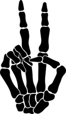 Skeleton Peace Sign Vinyl Art Decal Sticker Car Auto SUV Truck Window Tablet 4x4