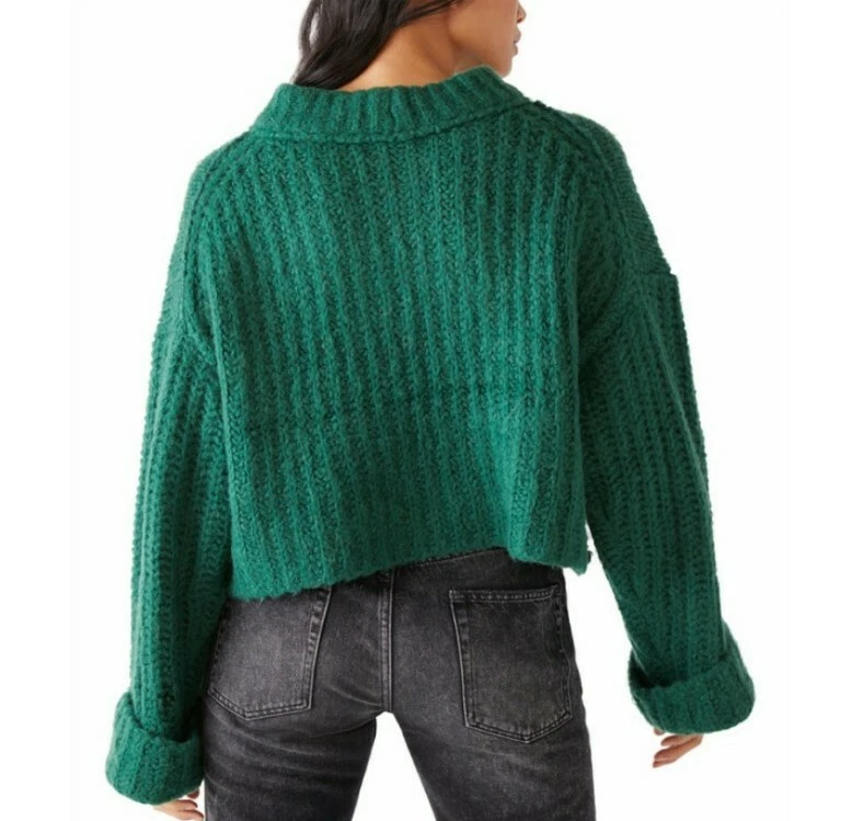 Green free people sweater sale