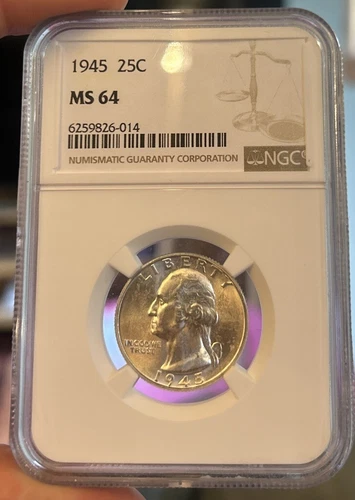1945 NGC MS 64 Washington Quarter 
