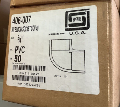 NEW Spears 406-007 90 Degree Elbow Socket SCH 40 3/4'' PVC LOT OF 50
