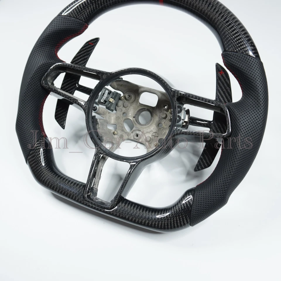 Volante fibra carbono para Porsche Panamera Macan Cayenne Taycan 718 Cayman Foto 4 de 4