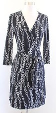 NWT Banana Republic Black Gray White Chainlink Print Jersey Wrap Dress Size S