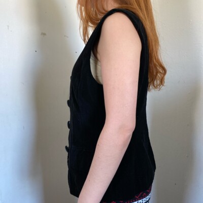 Black Vintage H&M Hermès Collection Velvet Oversized Buttons Vest