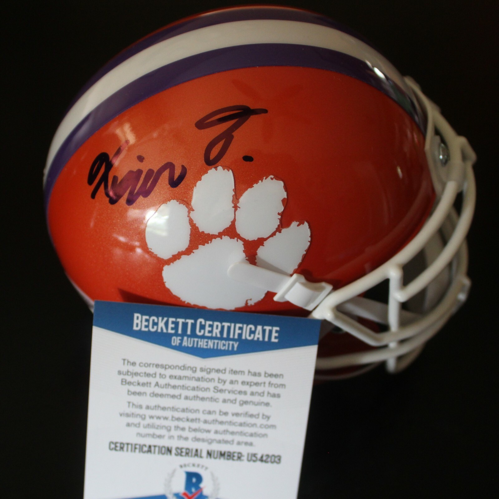 Xavier Thomas Signed Clemson Tigers Mini Football Helmet w/Beckett COA U54203 