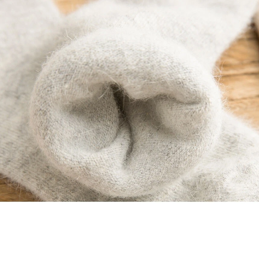 Meias femininas de luxo quente 1/6 pares 100% lã pura angorá cashmere tamanho 5-8 EUA - Imagem 3 de 4