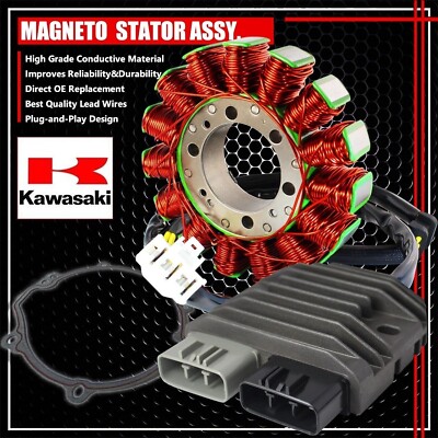 06-21 NINJA ZX-14/ZX-14R OE MAGNETO COIL STATOR+VR VOLTAGE REGULATOR+GASKET ASSY