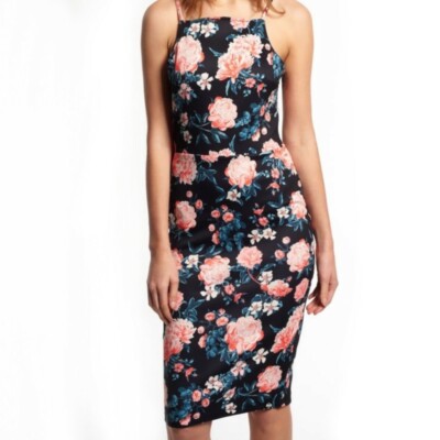 superdry dress black Superdry Black Ribbed Knit Midi Dress UK 6 – Reliked