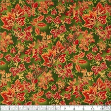 QUILTING TREASURES "ABUNDANCE" 23940-F METALLIC FALL AUTUMN FABRIC PER 1/2 YARD