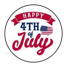 30 HAPPY 4TH OF JULY ENVELOPE SEALS LABELS STICKERS PARTY FAVORS 1.5" ROUND
