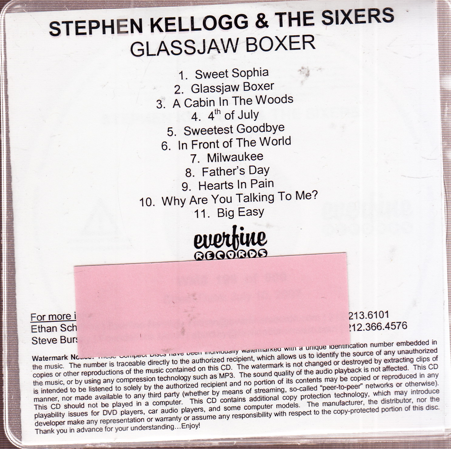 stephen kellogg & the sixers glassjaw boxer cd promo eBay