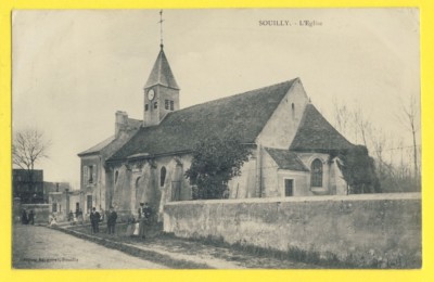 SELTENE ANSICHT 77 - CLAYE SOUILLY im Jahr 1907 DIE BELEBTE KIRCHE - von Carlos bis Joseph PUTHOD