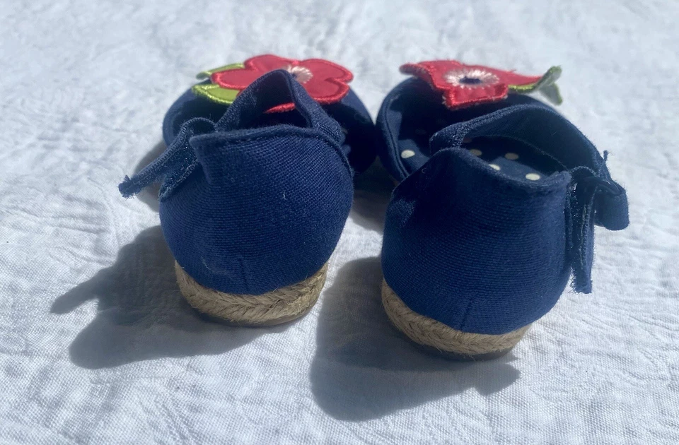 Sandalias Gymboree Bebé Niña Talla 5T Peep Toe Rojo Flor Azul Náutico Foto 3 de 4