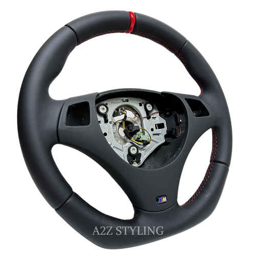 BMW M SPORT NAPPA LEATHER FLAT BOTTOM STEERING WHEEL LCI E90 E92 E93 E82 E81 E88 - Picture 4 of 11