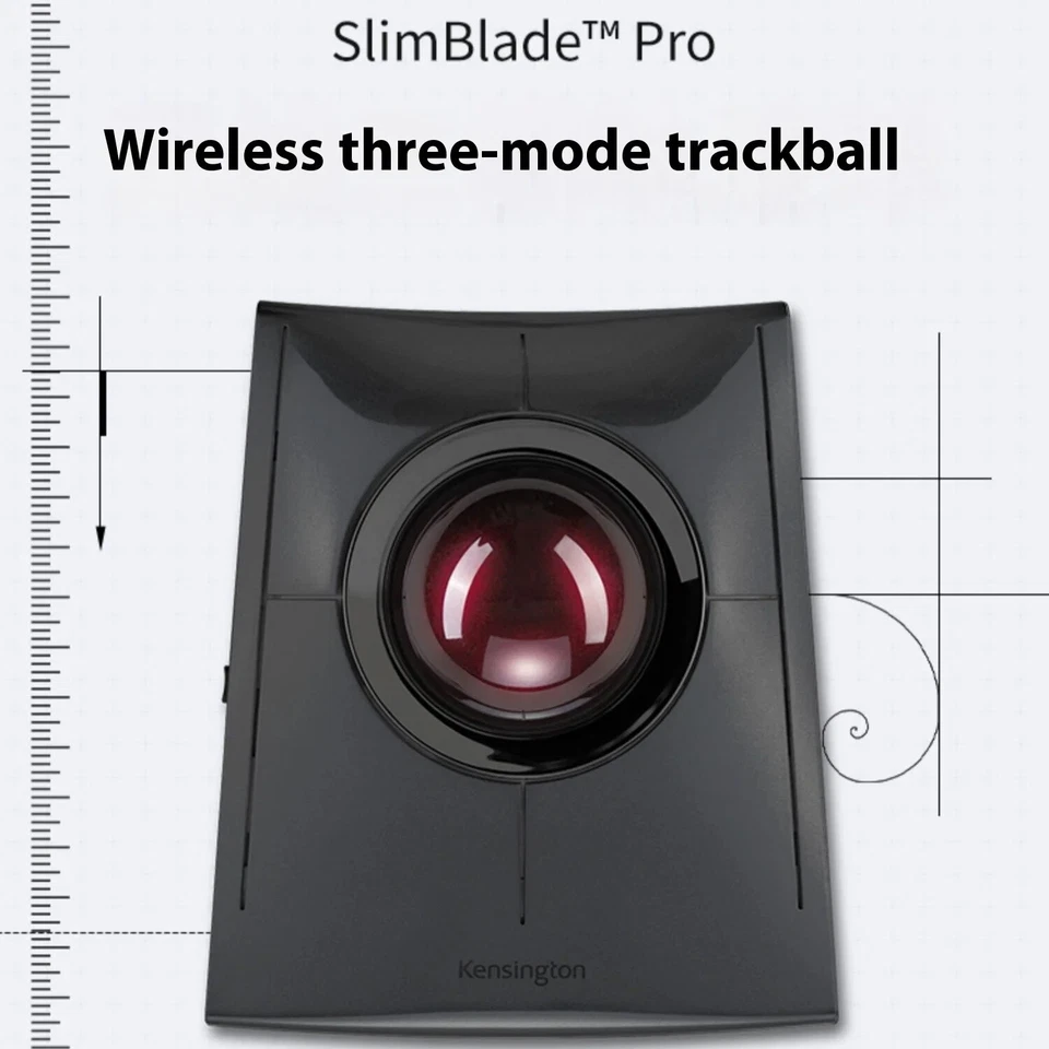KENSINGTON Wireless Trackball Mouse SlimBlade Pro Ergonomic Bluetooth Mice USB - Image 2 of 4