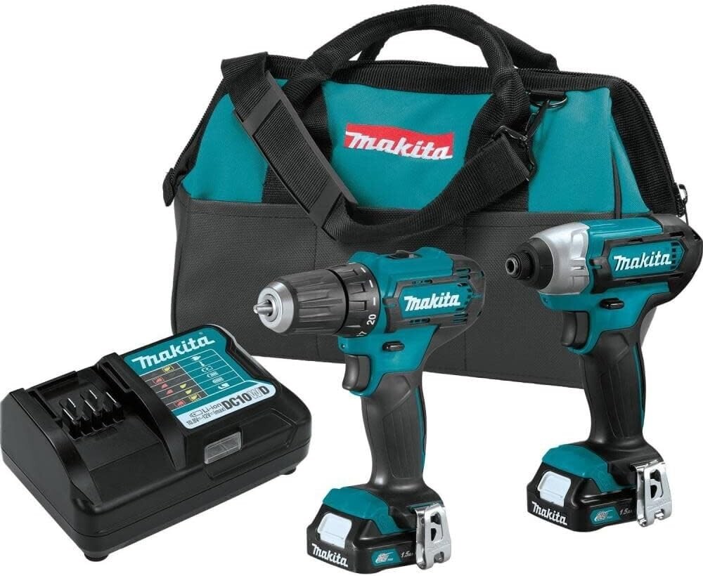 Makita CT232 CXT 12V Max Lithium-Ion Drill Driver，Impact Driver Combo Kit 1.5 Ah