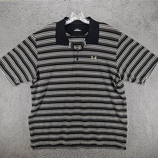 Under Armour Men's Polo Shirt XL Black White Striped Short Sleeve Golf