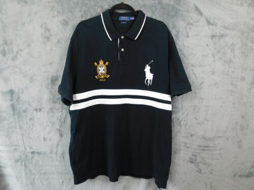 Polo Ralph Lauren Polo Shirt Mens XXL Black Big Pony Crest Rugby Preppy Classic