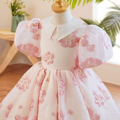 Elegante Mädchen Blumen Puffärmel Kleider für Hochzeit Kinder Formell Geburtstag Party