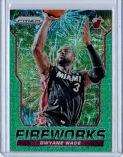 2014-15 PANINI PRIZM FIREWORKS PRIZMS GREEN MOJO #15 - DWYANE WADE #ED 11/25
