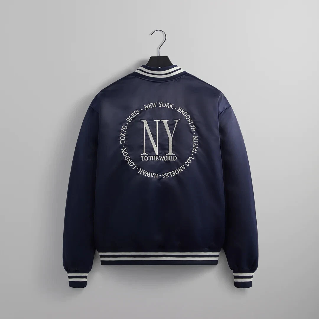 SIZE LARGE Kith New York to the World Satin Bomber Jacket MONDAY PROGRAM DS NEW