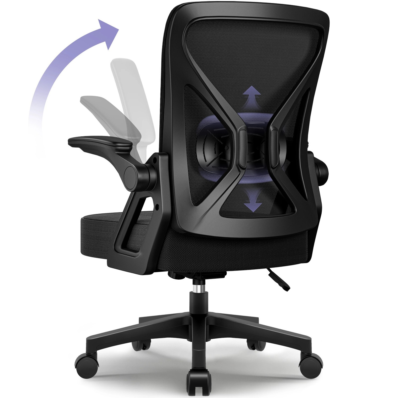 Chaise bureau ergonomique et fauteuil compact en tissu noir pour le télétravail à la maison