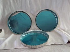 Removable Bottom Pie Tart Quiche Set of 3 Fluted Round Steel Baking Pans 9 inch