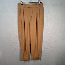 Everlane Womens Size 0 Tan Pleated High-Waist Trousers Straight Leg Pants