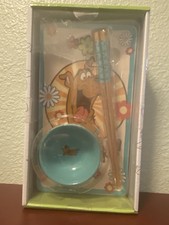 Scooby Doo Ceramic Sushi & Sauce Dish Plate Set With Chopsticks Sealed New