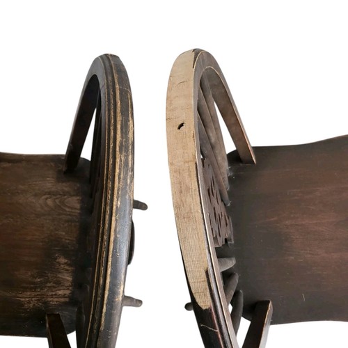 Antique Vintage Oak Wheelback Farmhouse Windsor Dining Chair X2 Please Read - Picture 9 of 16