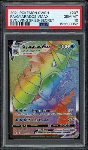 Pokemon PSA 10 Gyarados VMAX 207/203 Evolving Skies Rainbow Rare Secret Rare