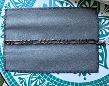 24K Gold Over Silver Figaro Chain Bracelet 9 in Lobster Clasp Italy
