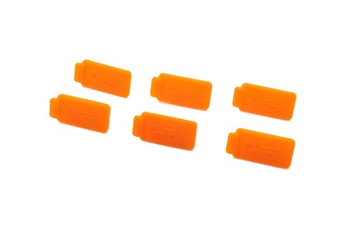 6x USB Type A Anti Dust Protection Cover made of Silicone in Orange - Picture 4 of 4