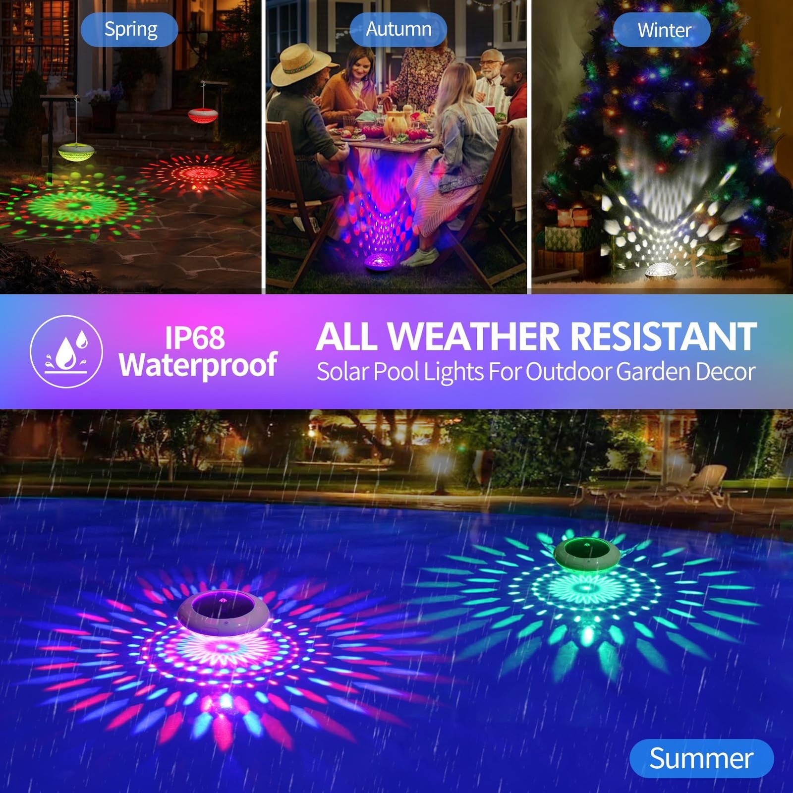 Floating Pool Lights w/Remote, 6.5 Inch RGB Color Changing Solar Pool Lights ...