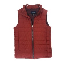 Lands' End Youth Puffer Vest zip up dark rust orange size medium