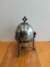 James W. Tufts Boston Massachusetts Antique Silver Plate Floral Etched Egg