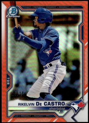 2021 Bowman Draft #BDC-188 Rikelvin De Castro Chrome Orange Refractor #/25