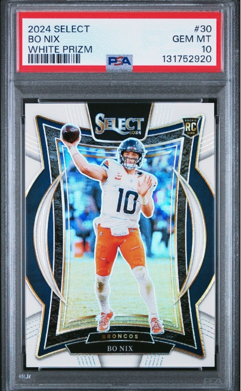 Psa 10 2024 Panini Select Bo Nix White Prizm Concourse Level /35 Rookie
