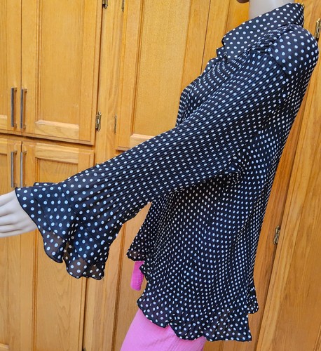 Essentials Milano Blouse Extra Large Polka Dot Ruffle Button Up Top Shirt - Picture 10 of 12