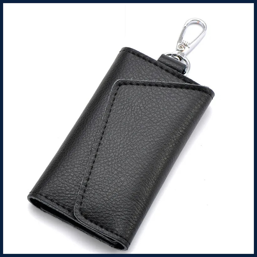 Genuine Leather Keychain Men Women Key Holder Organizer Pouch Cow Split Car Key