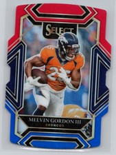 2021  PANINI SELECT #212 MELVIN GORDON III RED AND BLUE PRIZM DIE CUT BRONCOS