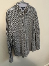Tommy Hilfiger Men's Button Up Dress Shirt Size XXL Navy Blue  White Stripe